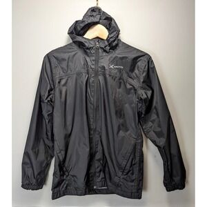 Arctix Kids Large Black Rain Jacket Windbreaker Full Zip Hooded Mesh Lined